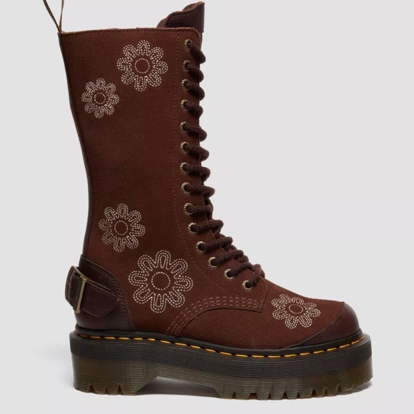 Dr. Martens Women's 1B99 LIMITED EDITION Dunnet Flower Suede Brown Platform RARE - Picture 2 of 8